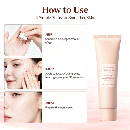 Sylvancove® Gentle Facial Exfoliator, HydratingPeeling Gel for a Smooth Skin Routine, SkinDetox & Clogged Pores Solution with PlantExtracts, 50g, Moisture, Gentle Exfoliating