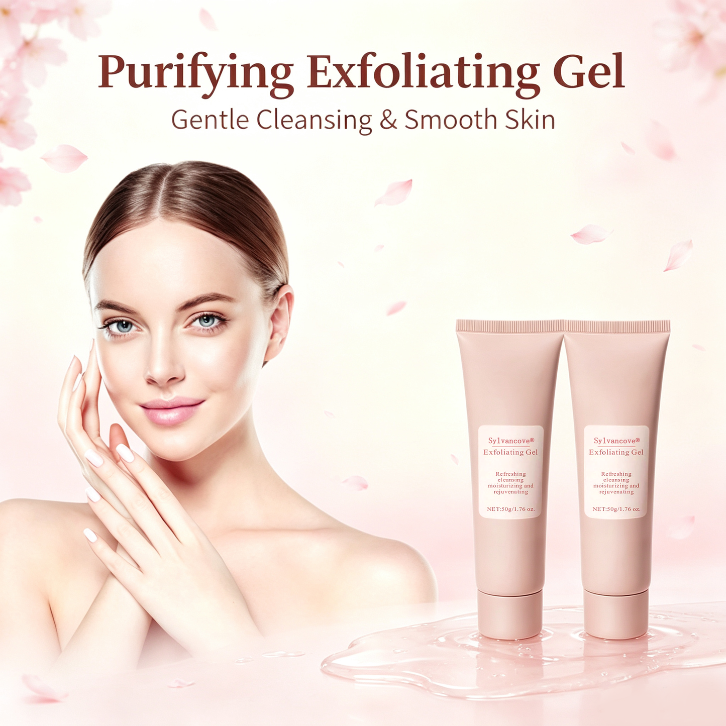 Sylvancove® Gentle Facial Exfoliator, HydratingPeeling Gel for a Smooth Skin Routine, SkinDetox & Clogged Pores Solution with PlantExtracts, 50g, Moisture, Gentle Exfoliating