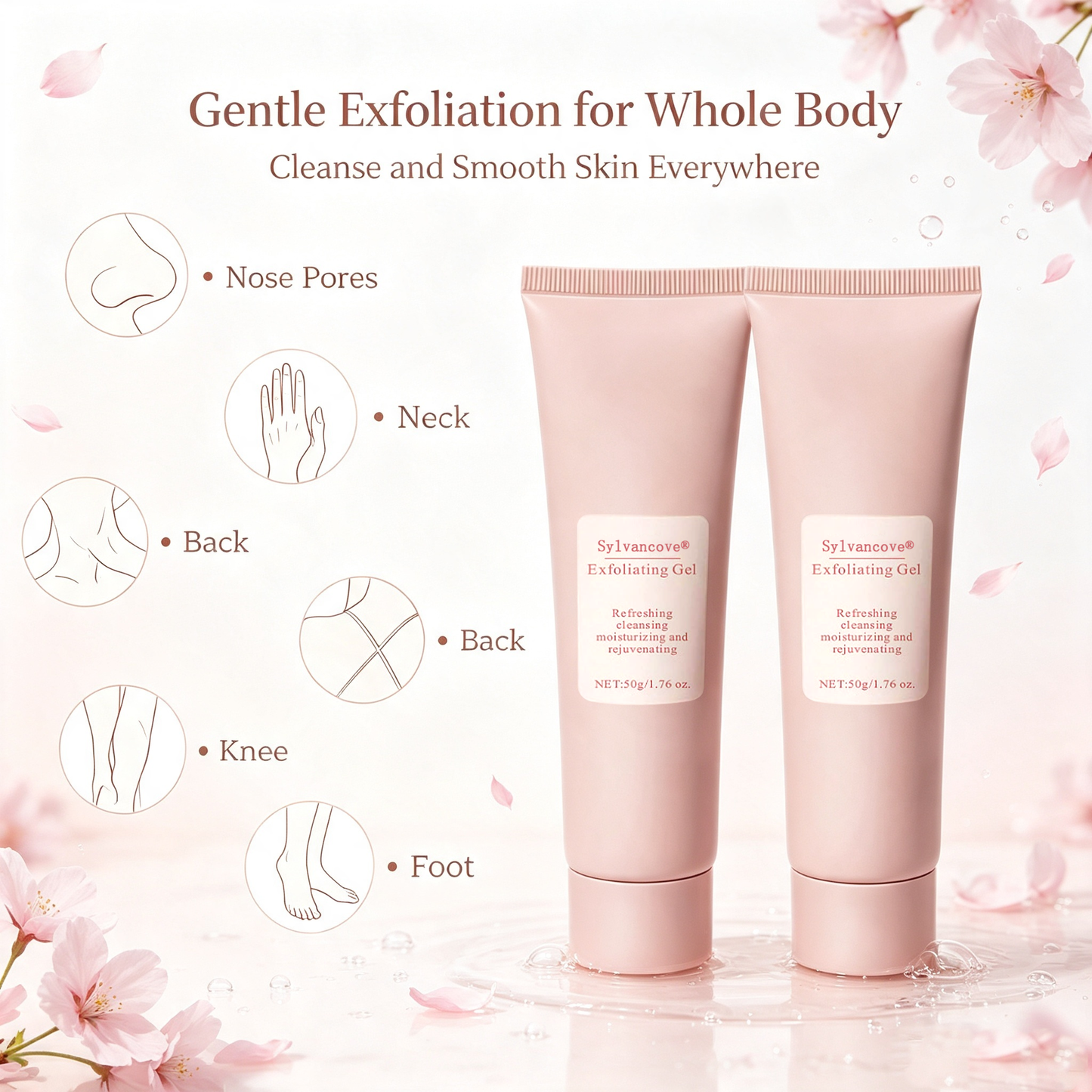 Sylvancove® Gentle Facial Exfoliator, HydratingPeeling Gel for a Smooth Skin Routine, SkinDetox & Clogged Pores Solution with PlantExtracts, 50g, Moisture, Gentle Exfoliating